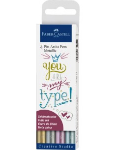 Pintsel-pliiats Faber-Castell Pitt Artist Pen Metallic kalligraafia 4-värvi 2