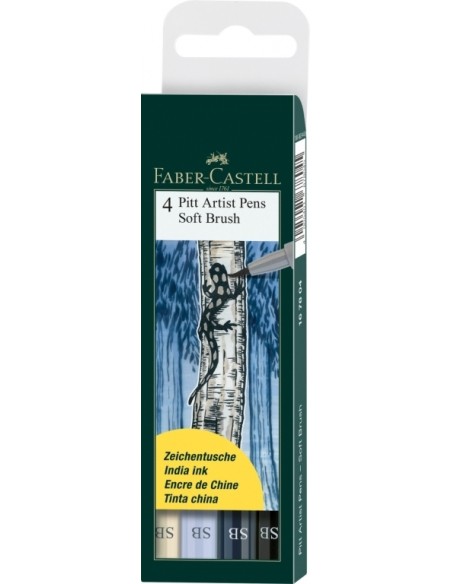 Pintsel-pliiats Faber-Castell PITT artist pen SB värv 4tk/pk