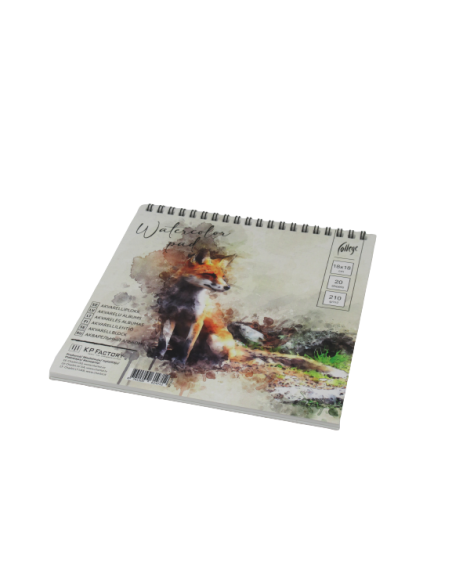 Aquarelle pad College 180x180mm/20 sheets, plastic filament on the top, 210g/m2