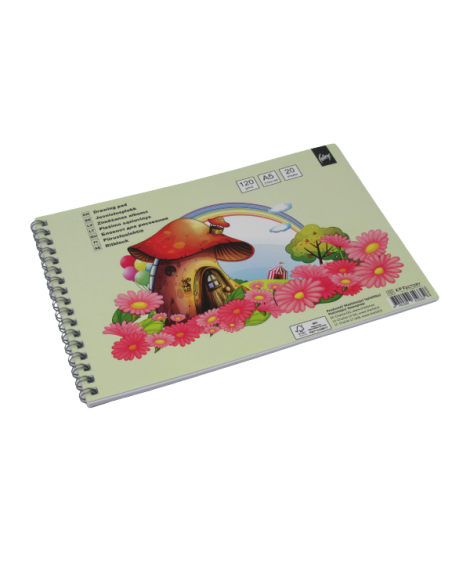 Drawing pad College A5/20 sheets, double loop spiral on the short side, 120g/m2