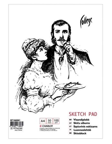 Sketchpad KPF A4/50 sheets, 100g/m2 Mamlyn, double loop spiral on the short side