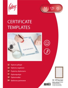 Diplomi põhjad College kartong A4/25, 170g/m2, pruun raam 2