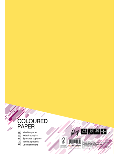 Cardboard College A4/20 sheets, CY39, 160g/m2,