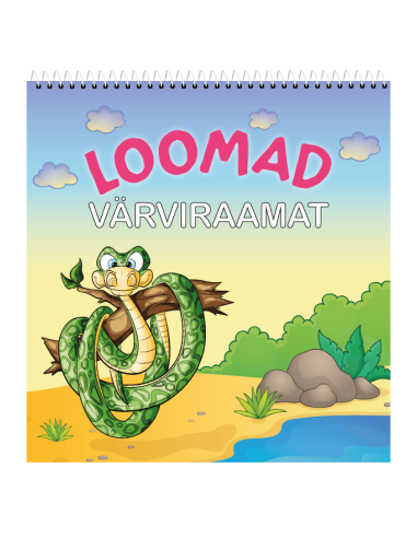 Värviraamat Loomad 21x22cm 24L, spiraal ülal