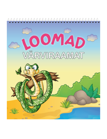 Värviraamat Loomad 21x22cm 24L, spiraal ülal