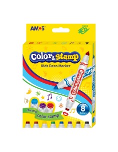 Viltpliiats Amos 8-värvi Color&Stamp tempelotsaga