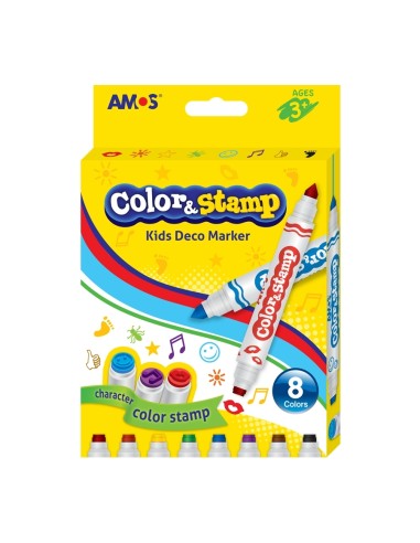 Viltpliiats Amos 8-värvi Color&Stamp tempelotsaga