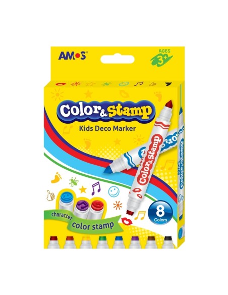 Viltpliiats Amos 8-värvi Color&Stamp tempelotsaga