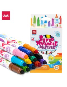 Viltpliiatsid DELI 12-värvi jumbo