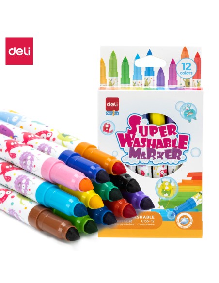 Viltpliiatsid DELI 12-värvi jumbo