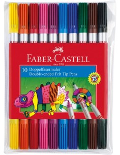 Viltpliiatsid Faber-Castell 2-otsaga 10-värvi