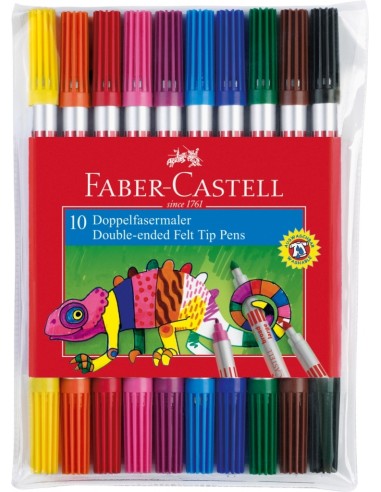 Viltpliiatsid Faber-Castell 2-otsaga 10-värvi