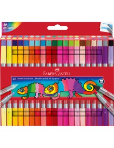 Faber-Castell Double-ended felt tip pen,  plastic wallet of 40