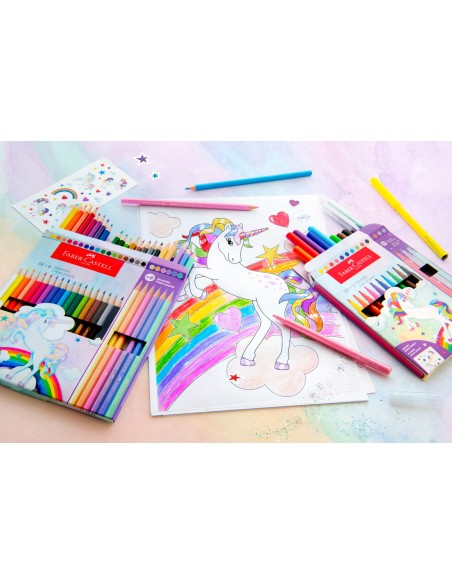 Viltpliiatsid Faber-Castell Unicorn 10+3-värvi + kleepsud