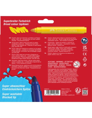 Viltpliiatsid Faber-Castell Jumbo 12-värvi supermahapestavad