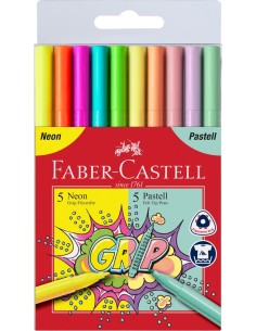 Viltpliiatsid Faber-Castell Grip kolmekandilised pastelsed 10-värvi