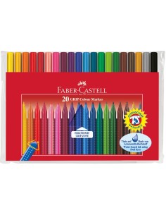 Faber-Castell Grip felt tip pen, plastic wallet of 20