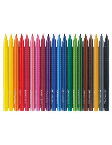 Faber-Castell Grip felt tip pen, plastic wallet of 20