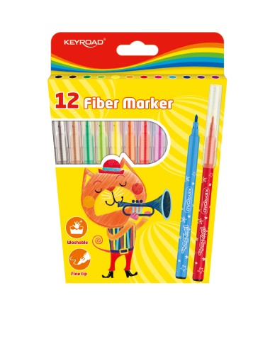 12 colors fiber marker pen/color box