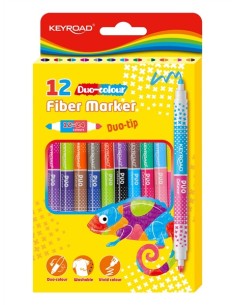 Duo tip fiber marker pen, 12pcs = 24 colors