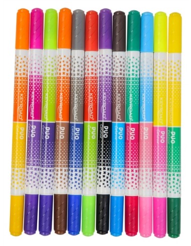 Duo tip fiber marker pen, 12pcs = 24 colors