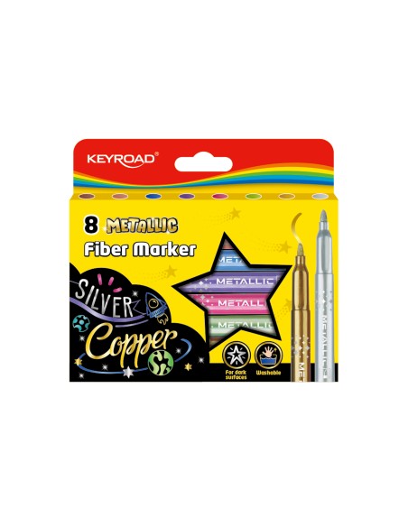 8pcs metallic fiber marker pen/box Super metallic effect with metallic glitter
