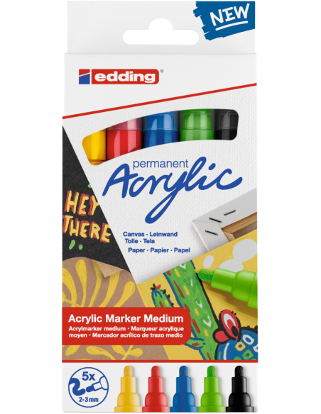 Akrüülmarker edding 5100 põhi värvid 5-värvi