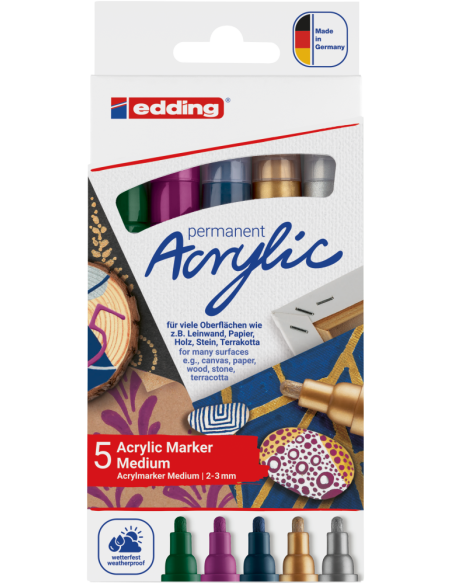 Akrüülmarker edding 5100 pidulik 5-värvi