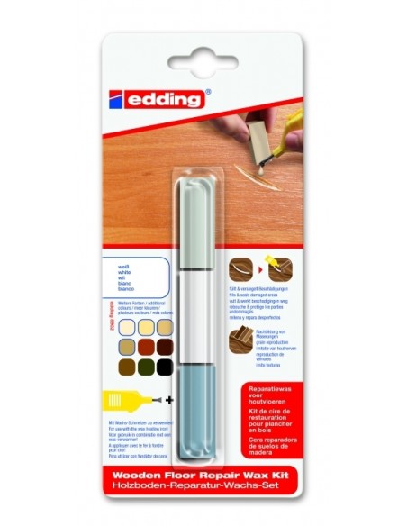 edding 8902 wooden floor repair wax kit blister of 3 white