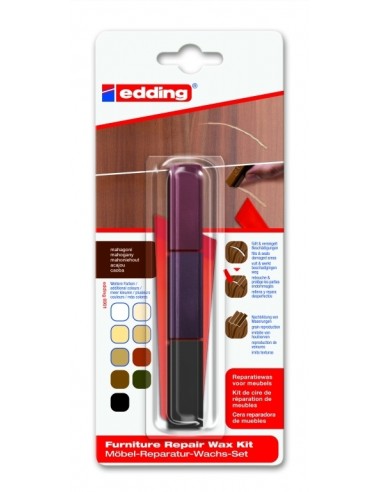 edding 8901 furniture repair wax kit blister of 3 mahogany