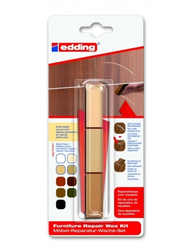 edding 8901 furniture repair wax kit blister of 3 spruce-pine