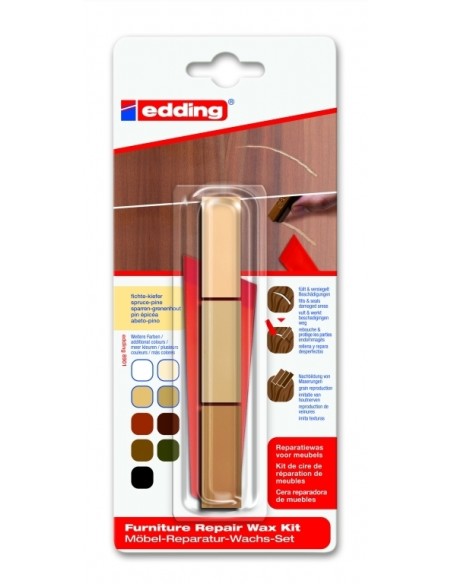 edding 8901 furniture repair wax kit blister of 3 spruce-pine