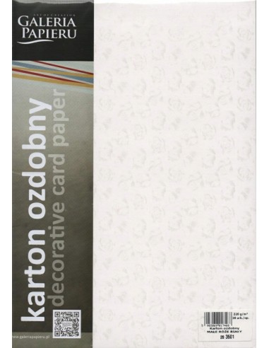 Decorative card paper A4 Small Roses white 20 pcs/ box 220g