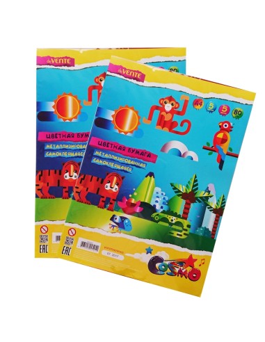 Adhesive Metallic Color Paper, 5 Sheets, 5 Colors