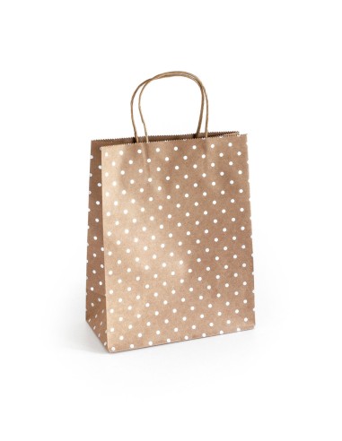 Paper bags Kraft silver dots M 25x10x20 5pcs./op.