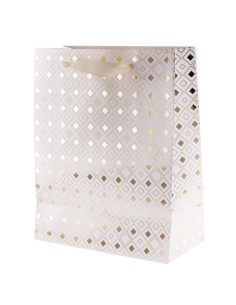 Paper bags  white, gold diamonds s S  20x8x15 5pcs/pack