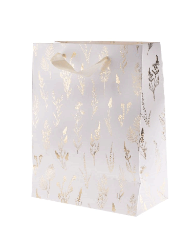 Paper bags  white, gold meadow S  20x8x15 5pcs/pack