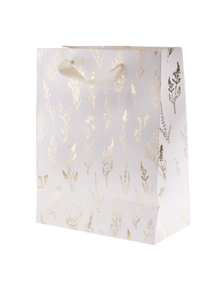 Paper bags  white, gold meadow M 25x10x20 5pcs/pack