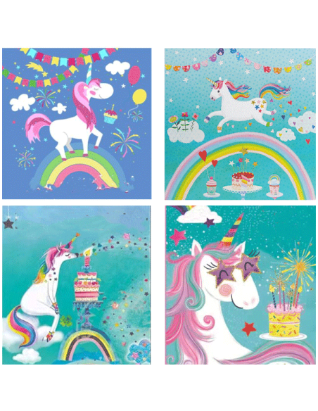 Пакет подарочный бумажный "deVENTE. Unicorn" вертикальный, размер 26x32x10 см, с блеском, бумага 210 г/м², ассорти 4 дизайна