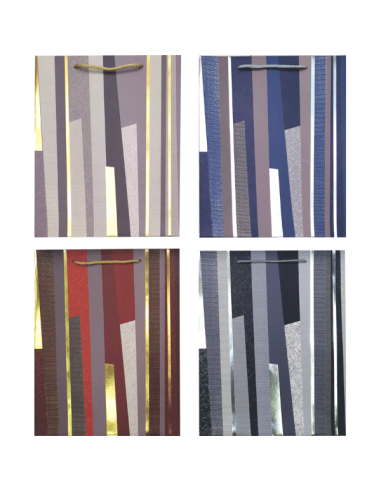 Paper gift bag "deVENTE. Homme" vertical, size 26x32x10 cm, foil stamping, paper 210 g/m², assorted 4 designs