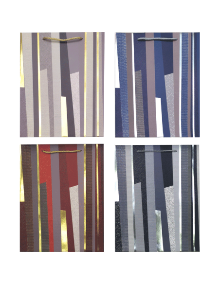 Paper gift bag "deVENTE. Homme" vertical, size 26x32x10 cm, foil stamping, paper 210 g/m², assorted 4 designs