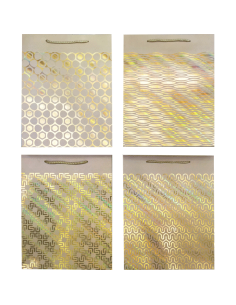 Paper gift bag "deVENTE. Pure Gold" vertical, size 18x23x8 cm, foil stamping, paper 210 g/m², assorted 4 designs