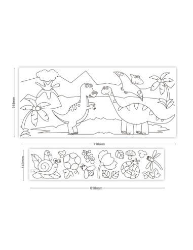 StickN Colouring Roll, 315x3550 + 140x2440mm, Dinosaur/Insect - Twin