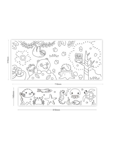 StickN Colouring Roll, 315x3550 + 140x2440mm, Furry Friends/Sea Life