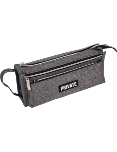 Pencil Case deVENTE "Private", Rectangular, 21x10x7.5 cm, Grey