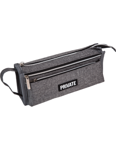 Pencil Case deVENTE "Private", Rectangular, 21x10x7.5 cm, Grey