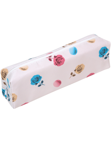 Пенал "Attomex. Flowers" 20x7x3,5 см, прямоугольный, на молнии, искусственная кожа с рисунком, ассорти 3 дизайна