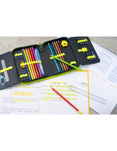 Pencil case dino filled with 42 items