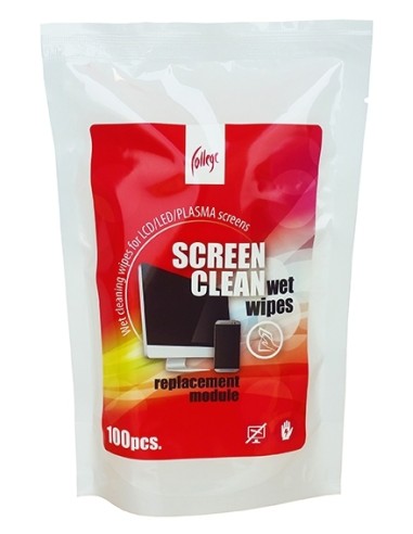 Screen Clean College. Wet Wipes (Replacement Module). Wet Cleaning Wipes For Lcd/Led/Plasma, 100pcs