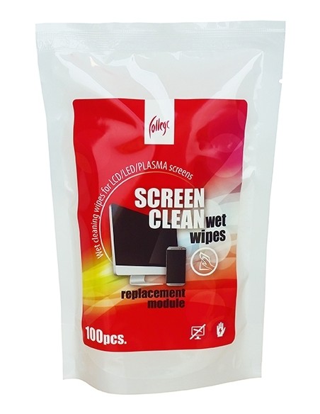 Screen Clean College. Wet Wipes (Replacement Module). Wet Cleaning Wipes For Lcd/Led/Plasma, 100pcs
